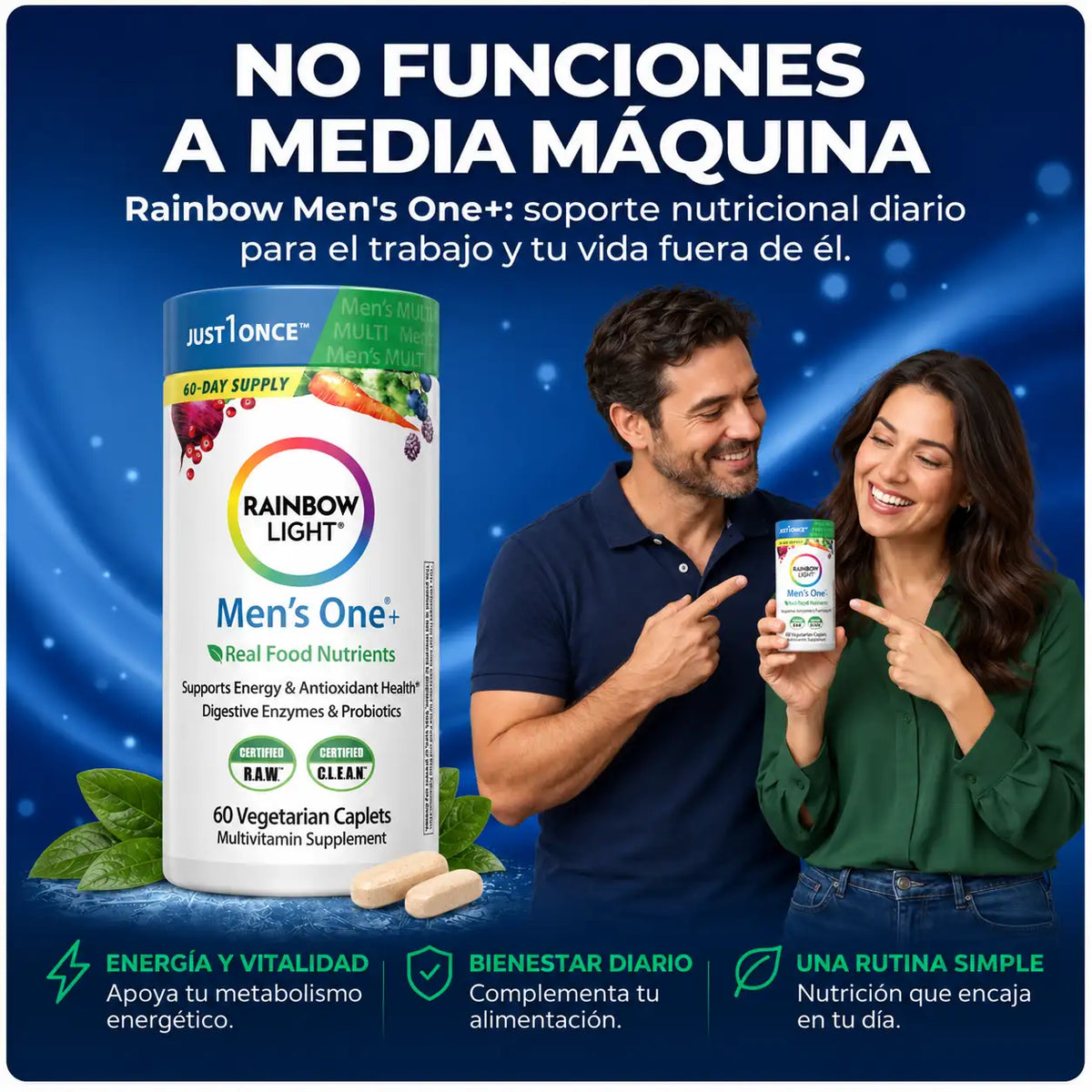Rainbow Light Men's One – Multivitamínico para hombres, 60 tabletas